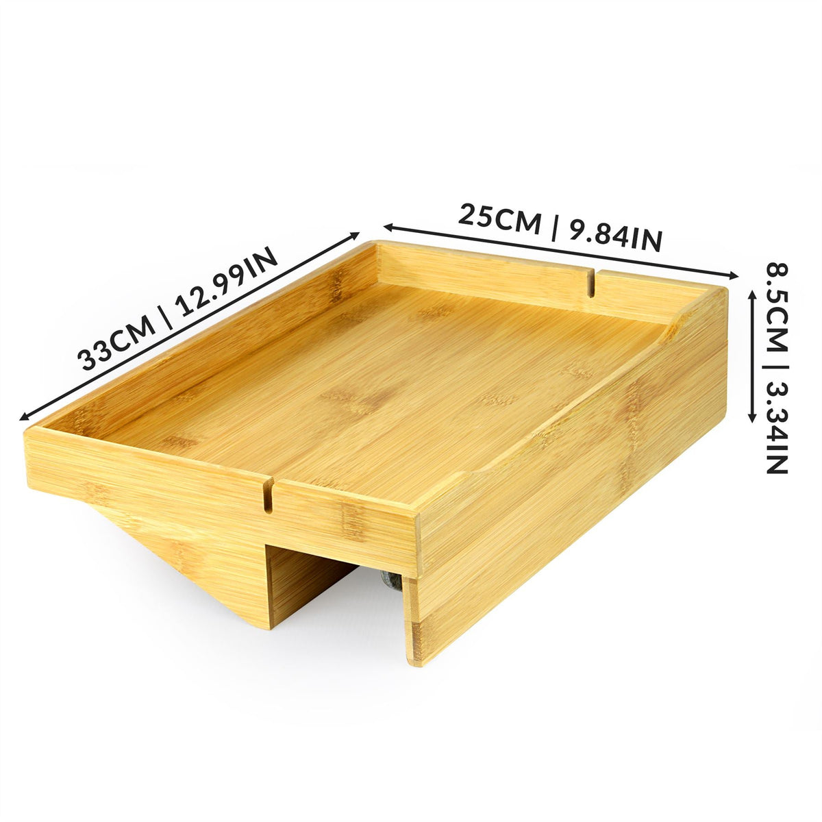 Maison & White Bamboo Clip-On Bedside Shelf | Clamp-On Bed Frame Tray with Cable Slots | Natural Finish | 33 × 25cm