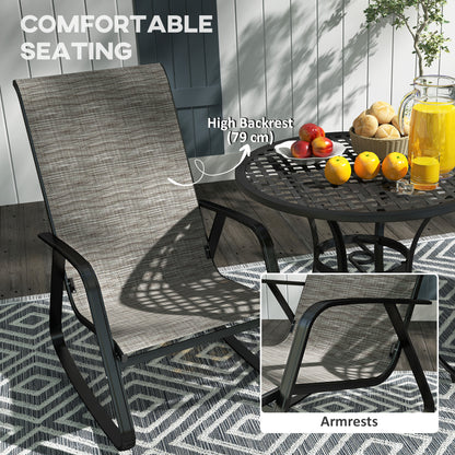 Outsunny Garden Rocking Chair, Ergonomic Outdoor Rocking Chair with Armrests, High Backrest, Steel Frame Relaxing Rocker Armchair Seat