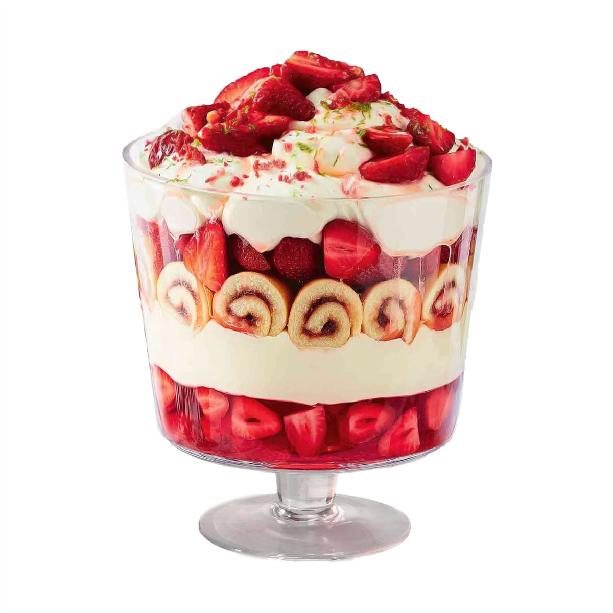 Maison & White Footed Glass Trifle Bowl | 3 Litre | Handmade Clear Pedestal Dessert & Fruit Serving Bowl | 20cm Wide