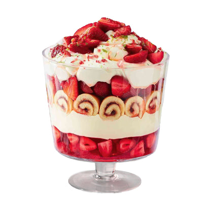 Maison & White Footed Glass Trifle Bowl | 3 Litre | Handmade Clear Pedestal Dessert & Fruit Serving Bowl | 20cm Wide
