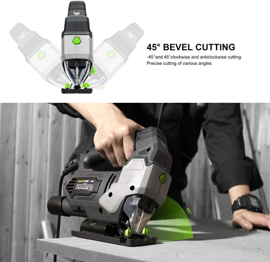 GALAX PRO 800W Powerful Motor Jigsaw Adjustable ±45° Cutting 3000 RPM Electric Saber Saw Wood Tool for DIY Woodworking Chainsaw