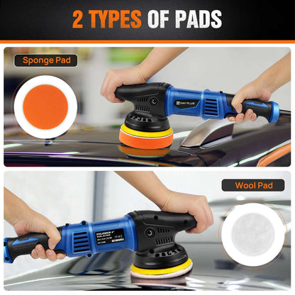 5000W Dual Action Car Polisher, Random Orbital Polishing Car Buffer, 6 Variable Speeds For Car Detailing & Cleaning