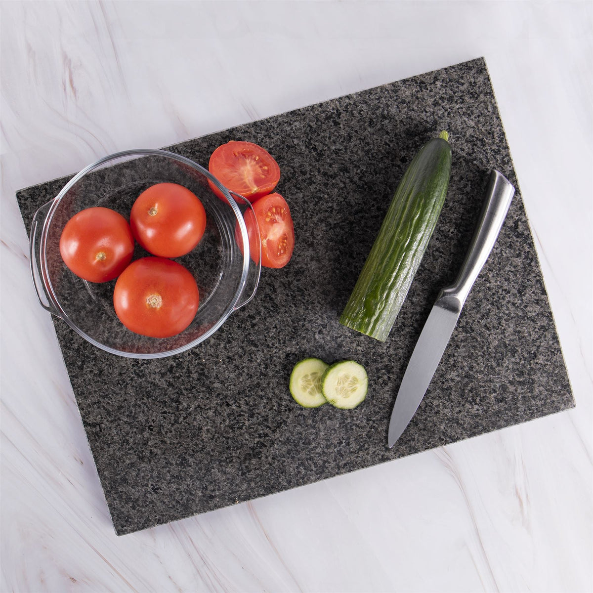 Maison & White Natural Granite Chopping Board | Dark Grey Speckled Stone | EVA Non-Slip Feet | 40 × 30 × 1.5cm