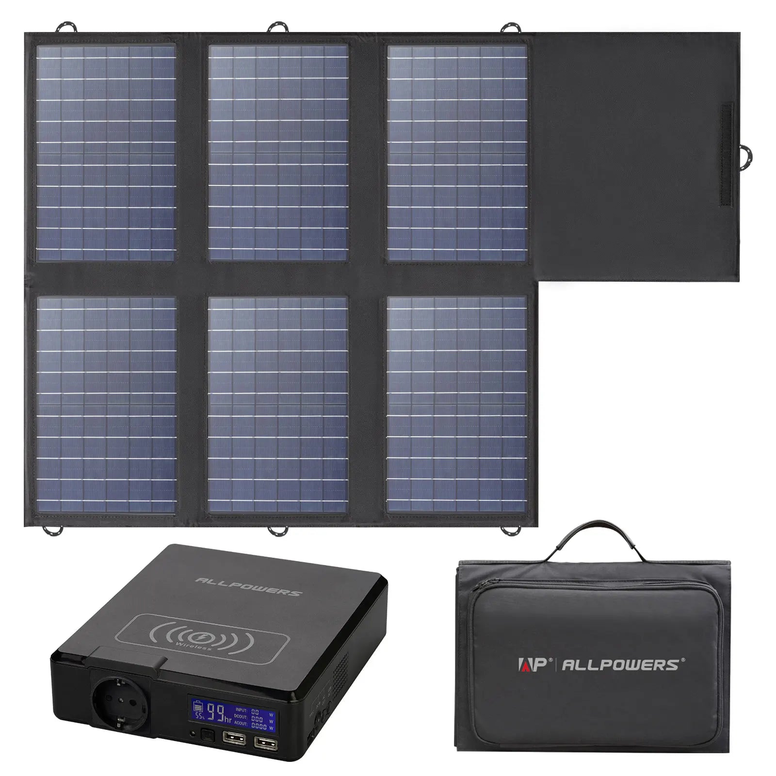 ALLPOWERS Solar Powerbank 41600Mah 200W Portable Powerstation with Solarpanel 60W，DC,USB,USB-C Output for Camping Laptop Iphone