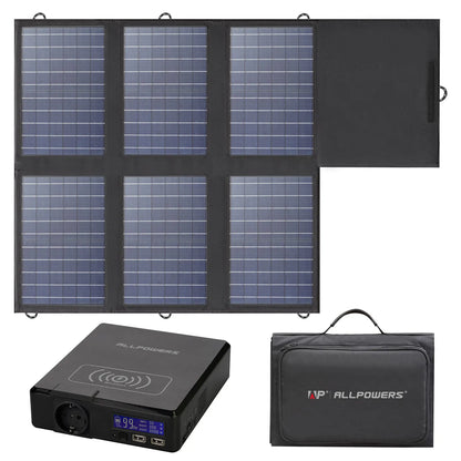 ALLPOWERS Solar Powerbank 41600Mah 200W Portable Powerstation with Solarpanel 60W，DC,USB,USB-C Output for Camping Laptop Iphone
