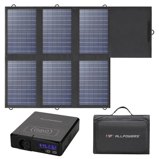 ALLPOWERS Solar Powerbank 41600Mah 200W Portable Powerstation with Solarpanel 60W，DC,USB,USB-C Output for Camping Laptop Iphone