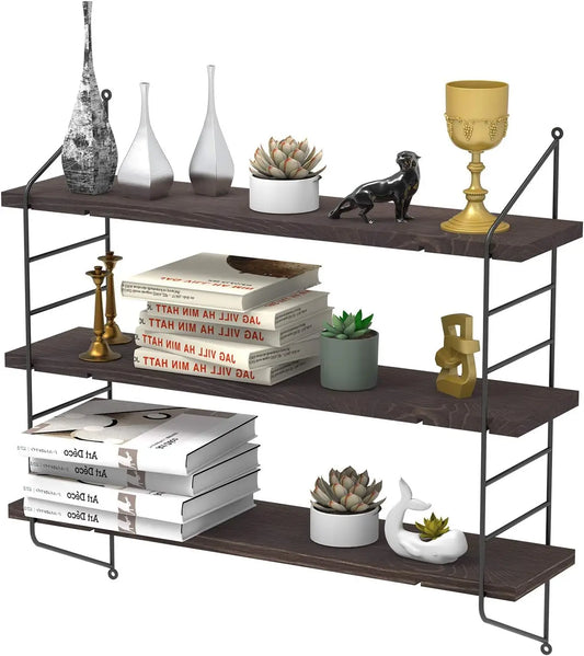 3 Tier Floating Wall Shelf Unit Kitchen Wall Storage Display Shelf Bookshelf
