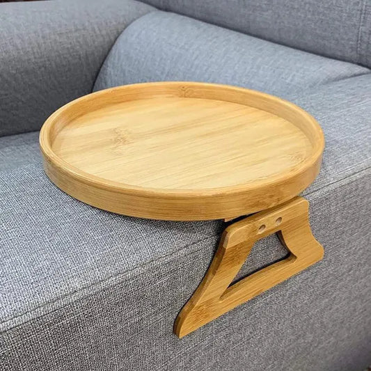 Wooden Sofa Settee Armrest Tray Table Clip On Arm For Wide Couches Foldable For Home Eating Drinks Snacks Remote Control Holder