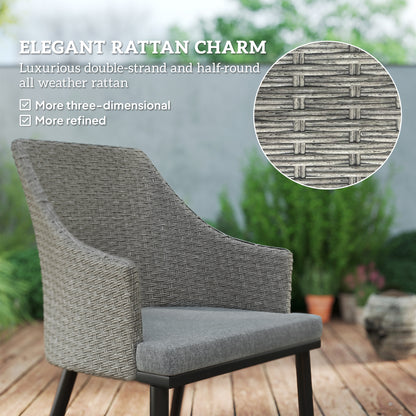 Outsunny 6 Seater Rattan Dining Set with Cushions, Garden Furniture Set, Wicker Outdoor Furniture for Patio, Balcony, Grey