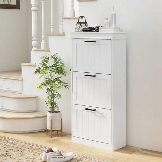 Three-Drawer Minimalistic Shoe Storage Cabinet Cupboard Organiser For 15 Shoes