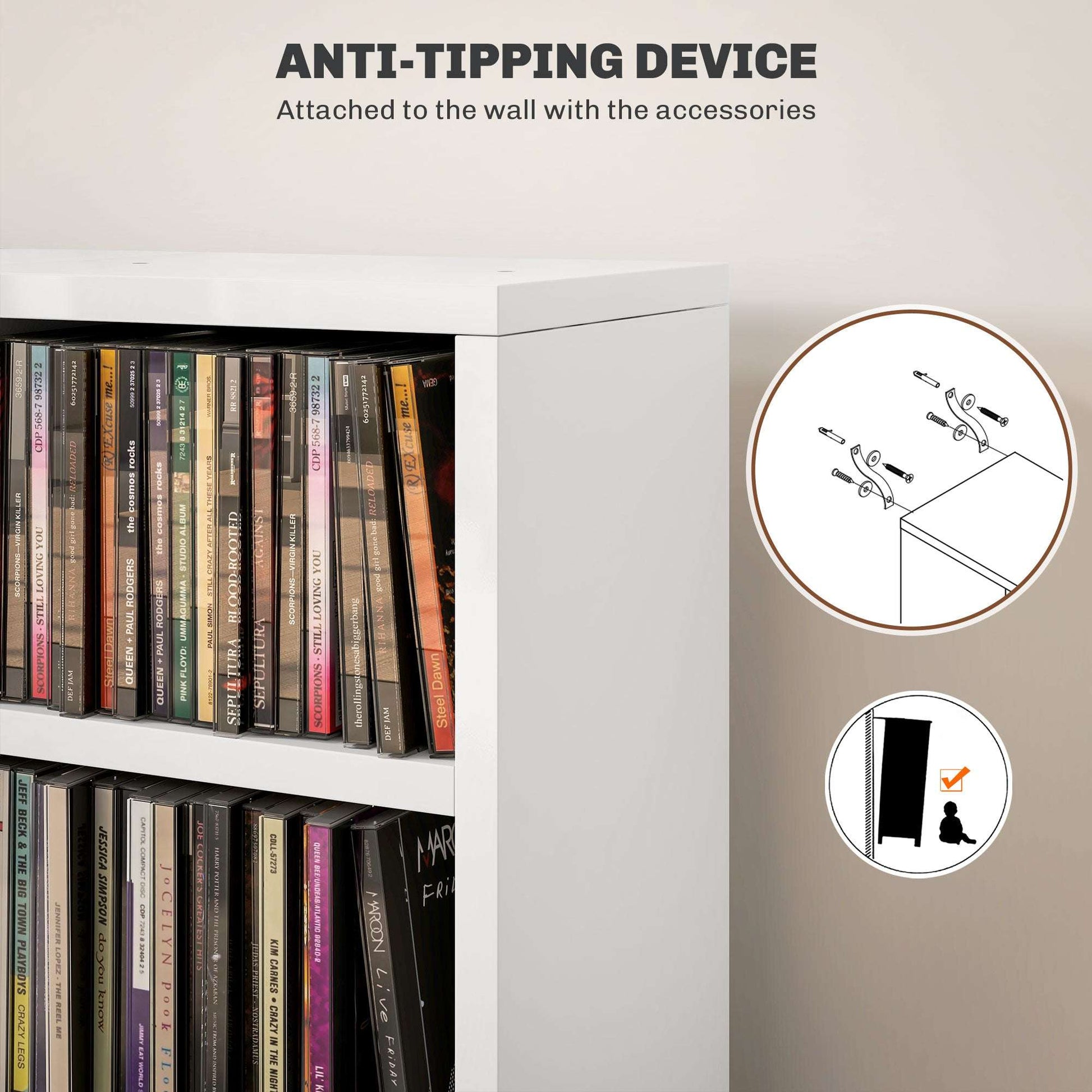 Set of Two 102 CD Storage Freestanding Cabinet Units - High Gloss