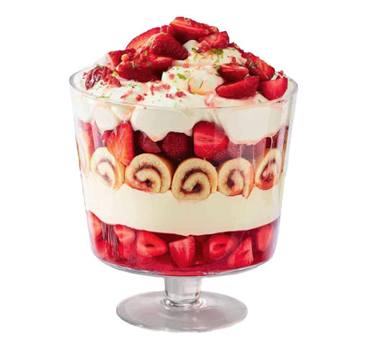 Maison & White Footed Glass Trifle Bowl | 2 Litre | 19x19x16cm | Handmade | Dishwasher Safe | Serves 6+ | 2-Year Warranty