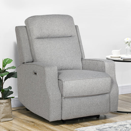 Electric Recliner Armchair, Recliner Chair with Adjustable Leg Rest, USB Port, Grey