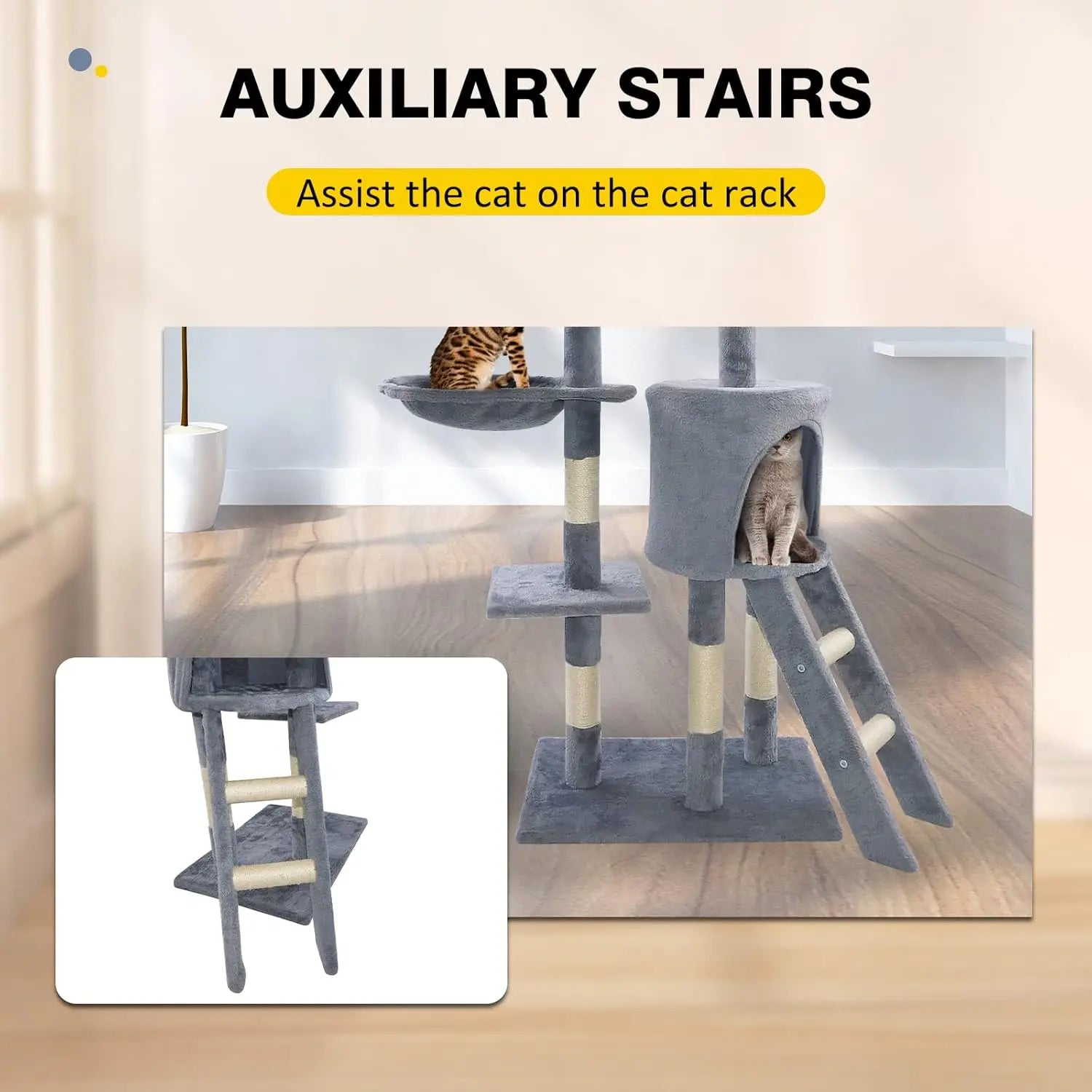 Cat Tree Cat Tower Cat Scratching Post for Indoor/Outdoor Cats, Cat Activity Centre 140Cm Cat Climbing Frame Tree Cat