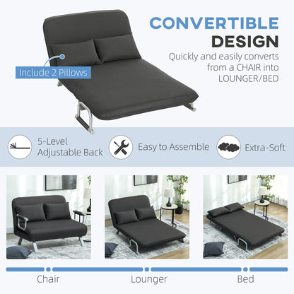 Two-Seater Click-Clack Sofa Bed  - Charcoal Grey