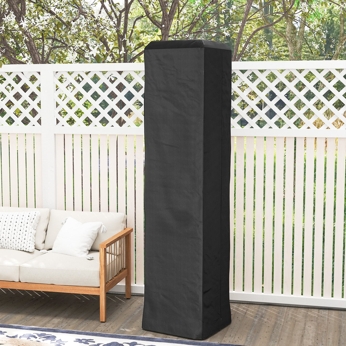 Heavy Duty Gas Pyramid Patio Heater Cover, Full Length Outdoor Heater Cover Protector, UPF 30+ Oxford Fabric with Zipper, Black