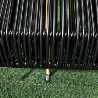 Outdoor Solar Lamp, 3-Level Adjustable Garden Rattan Solar Lantern and Decorative Lighting W/ Auto On/Off LED Light for Porch, Deck, Black