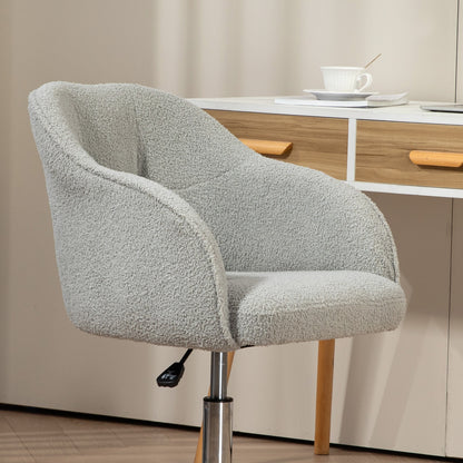 Computer Desk Chair, Fabric Swivel Office Chair, Makeup Vanity Chair with Height Adjustable, Wheels, for Home Study Bedroom, Grey