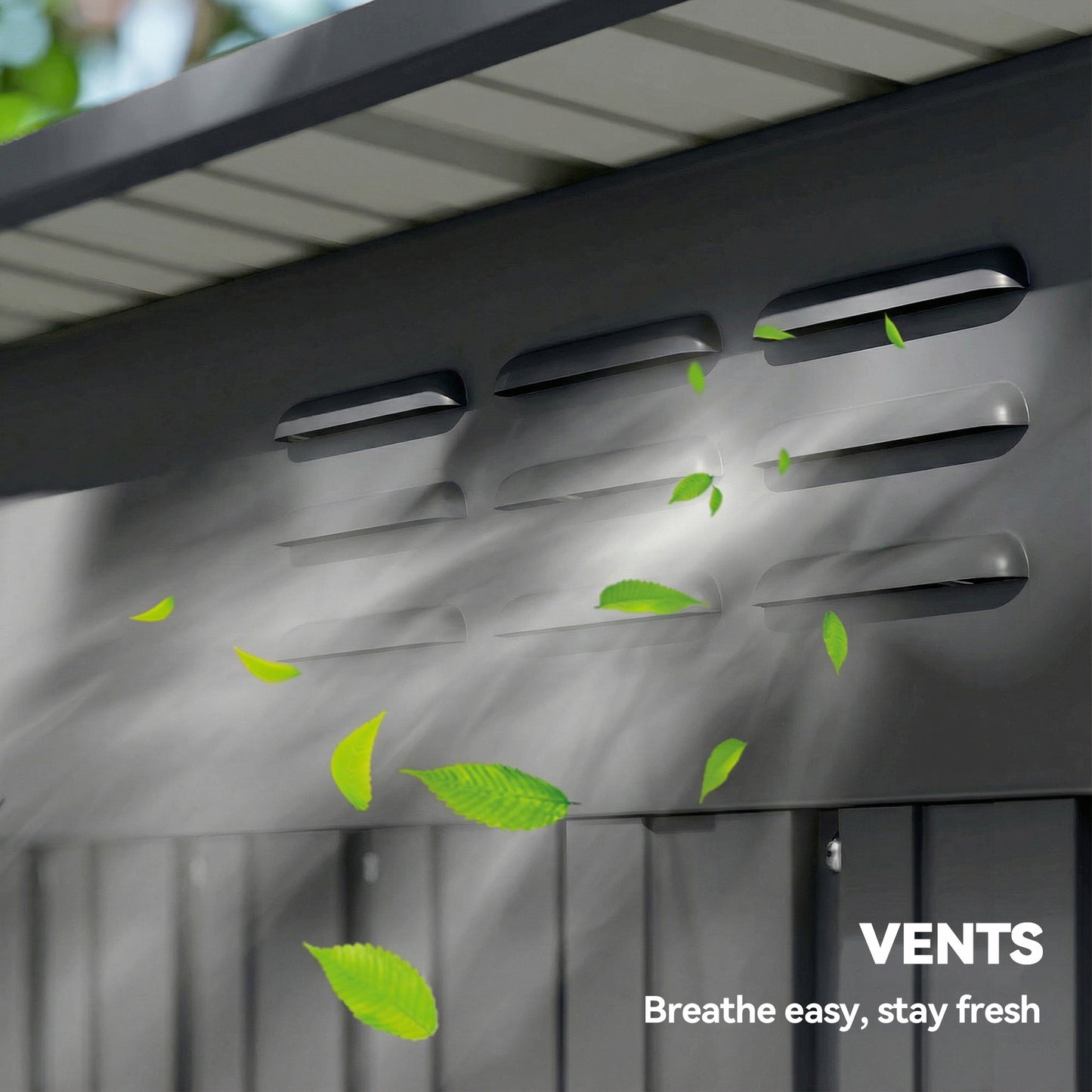 Galvanised Steel Garden Storage Shed | Aluminium Slot-Base Easy Assembly | 50% Fewer Screws | Sliding Door | Integrated Vents | 50kg/m² Snow Load | 159x106x181cm | 1.37m² | Light Grey