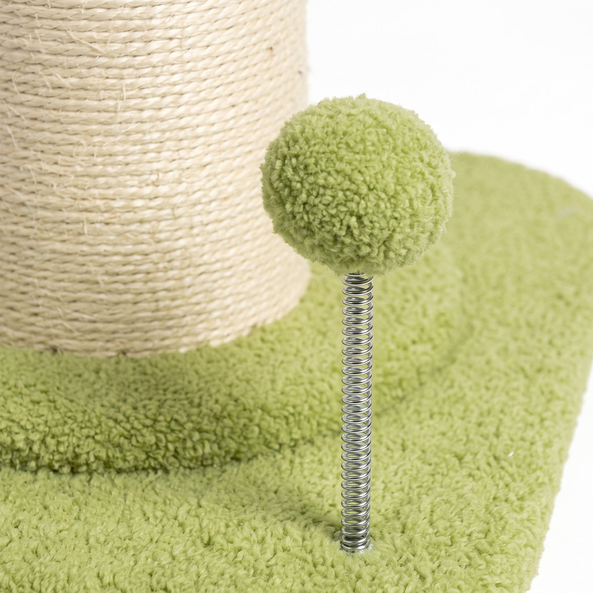 Pink & Green Compact Cat Tree | 59 cm Indoor Scratching Post with Flower Perch, Teddy Plush Bed & Spring Toys | For Cats Up to 5 kg