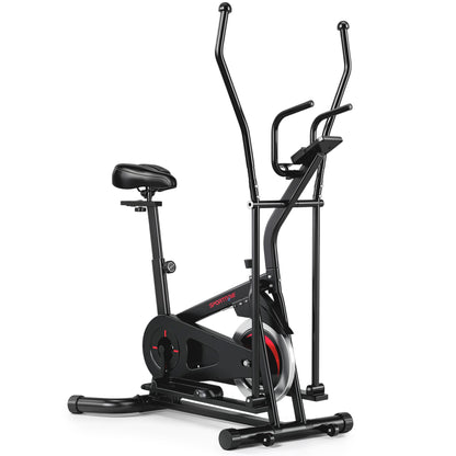 SPORTNOW 2-in-1 Elliptical Cross Trainer & Exercise Bike | 6kg Flywheel & Adjustable Friction Resistance | 5-Level Seat | Bluetooth App Support & LCD | Black