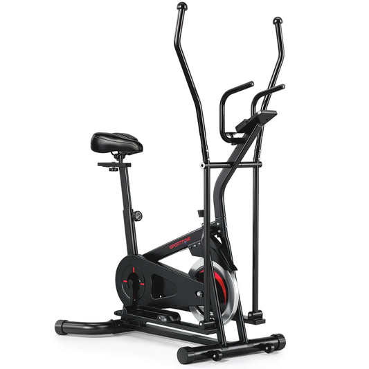 SPORTNOW 2-in-1 Elliptical Cross Trainer & Exercise Bike | 6kg Flywheel & Adjustable Friction Resistance | 5-Level Seat | Bluetooth App Support & LCD | Black