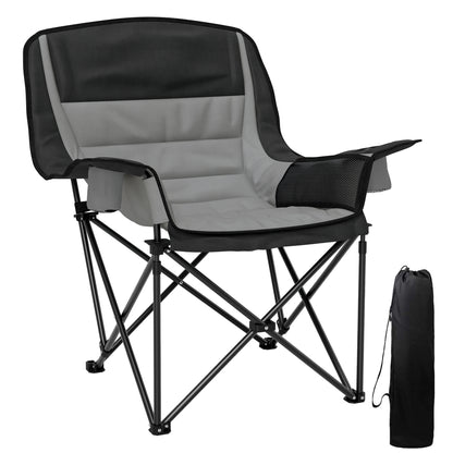 Outsunny Portable Padded Camping Chair, with Bag - Black/Grey