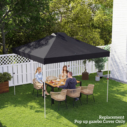 3x3m Gazebo Roof Replacement Canopy | UV50+ Waterproof | 210D Silver-Coated Oxford Fabric | Double Vented | 8 Drainage Holes | Hook & Loop | Fits 3x3m Straight-Leg Frames | Black