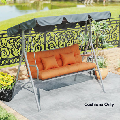 3-Seater Garden Cushion Set | Seat & Back Cushion + 2 Pillows | Water Repellent | Tufted | Orange