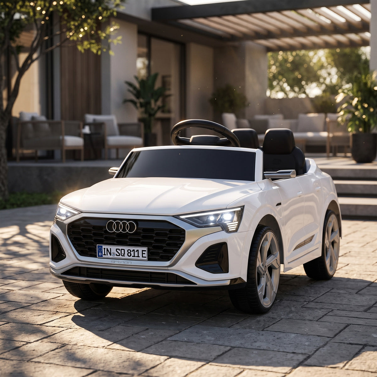 Licensed Audi Q8 e-tron Sportback Kids Ride On Car | Parental Remote | 4-Wheel Suspension | Soft Start | LED Lights | MP3 | Ages 3–4 | White or Black