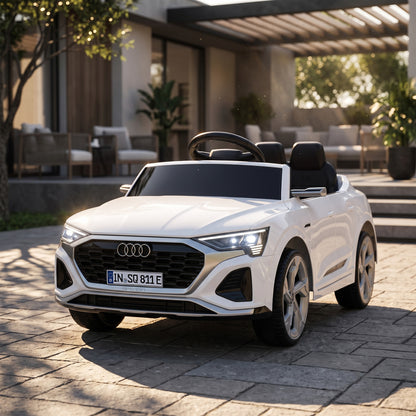 Licensed Audi Q8 e-tron Sportback Kids Ride On Car | Parental Remote | 4-Wheel Suspension | Soft Start | LED Lights | MP3 | Ages 3–4 | White or Black