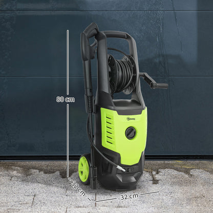 Outsunny 2200W High Pressure Washer, 170 Bar Pressure, 420 L/h Flow, Portable Electric Power Washer Jet Wash Cleaner with Adjustable Nozzle 6M Hose and Hose Reel for Home Patio Car Driveway