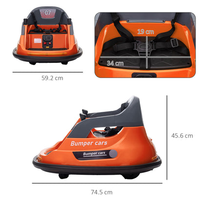 Kids Bumper Car, 360° Rotation Spin 12V Electric Car with Lights, Music, for Ages 1.5-5 Years - Orange
