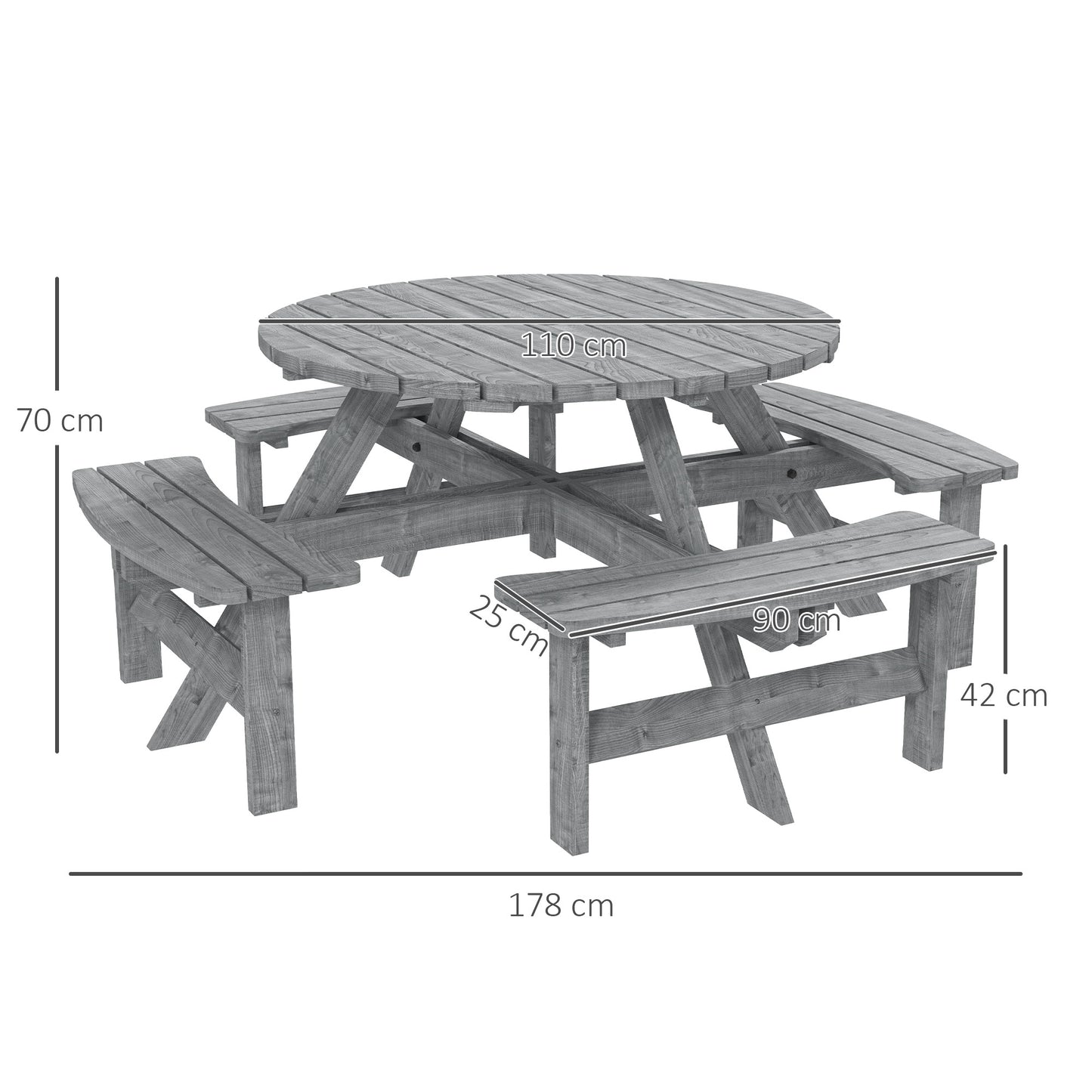 Outsunny 8-Seater Wooden Picnic Bench Set - Fir Wood