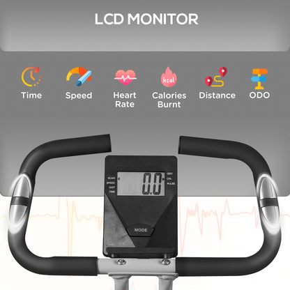 SPORTNOW Folding & Quiet Exercise Bike with 8-Level Magnetic Resistance and Heart-Rate Sensor for Home Gym