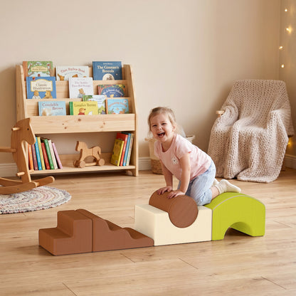 5-Piece Foam Climbing Blocks | Soft Play Set | Non-Slip Base | Washable Covers | 45kg | Ages 3–6 | Brown