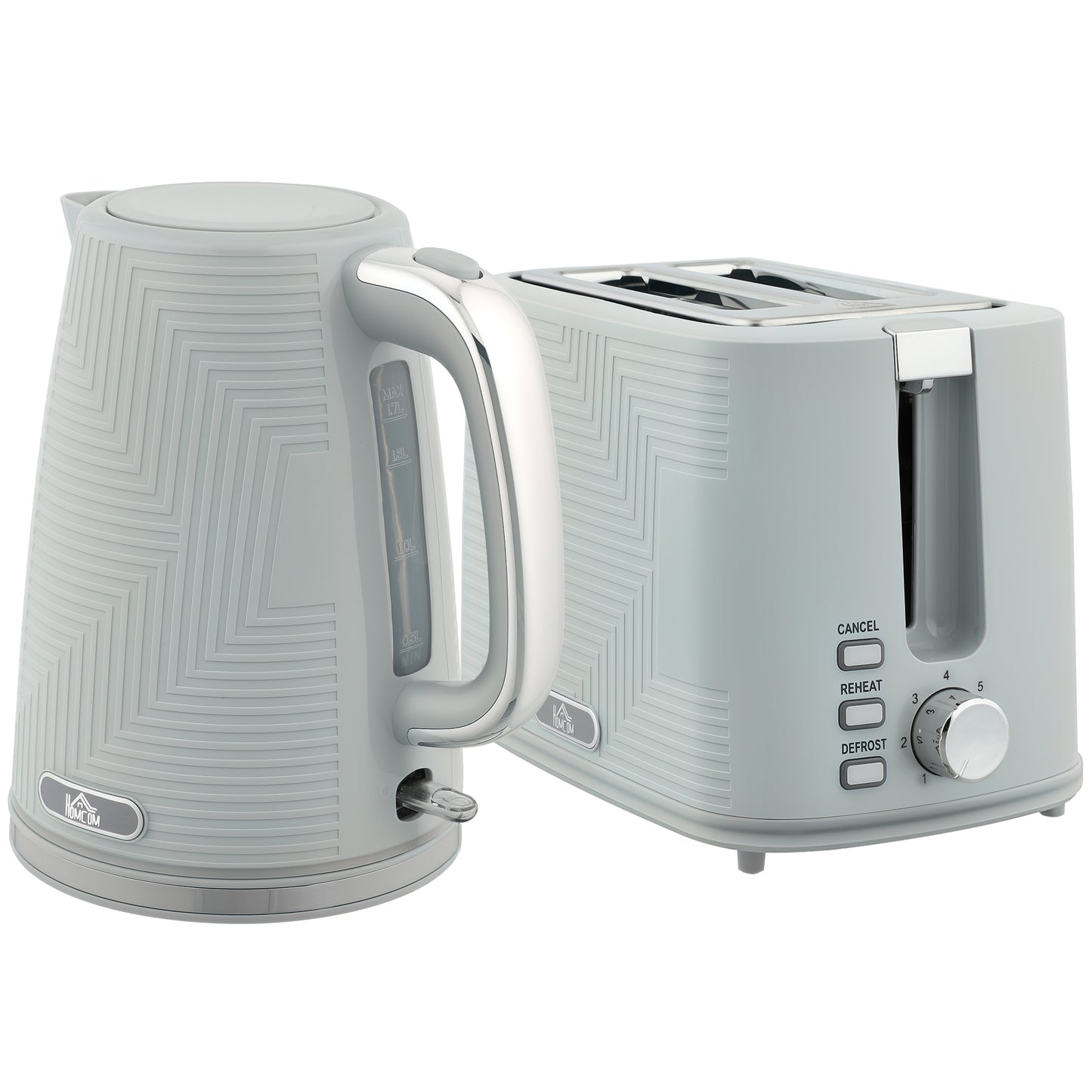 Modern Kettle and Toaster Set - Black / Grey