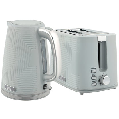 Modern Kettle and Toaster Set - Black / Grey