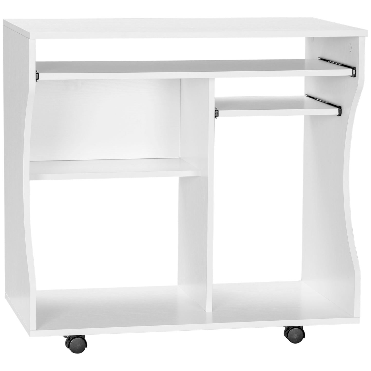 Multi-Storage Compact Work Desk, with Wheels - White