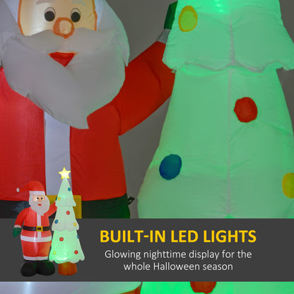 7ft Christmas Inflatable Decoration Santa Claus And Christmas Tree with Rotating Magic Ball Light, Blow-Up Outdoor LED Yard Display