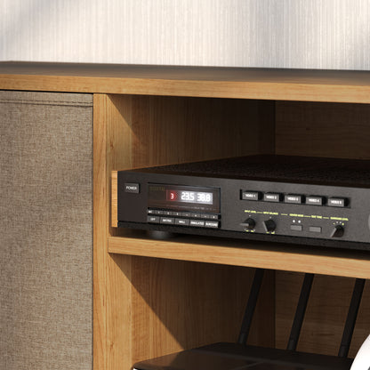 Retro Vintage Style TV Cabinet Stand Unit for TVs up to 50'' with Foldable Drawers, Entertainment Centre for Living Room Brown