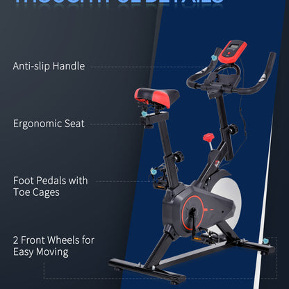 Indoor Upright Exercise Bike Machine, with Adjustable Seat, Resistance, Handlebar, LCD Display