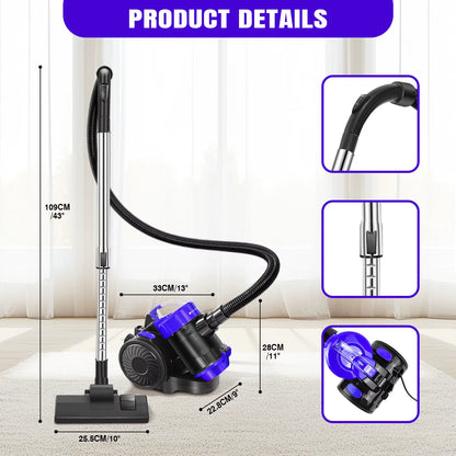 Dayplus Basics Cylinder Bagless Vacuum Cleaner With HEPA Filter for Hard Floor, Carpet & Car, Compact & Lightweight, 3800W, 1.5L