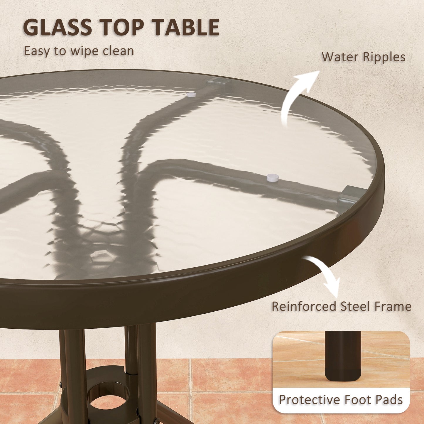 Outsunny 3 Pieces Patio Bistro Set with Stackable Chairs, Tempered Glass Table, for Outdoor, Balcony, Patio, Garden Charcoal Grey