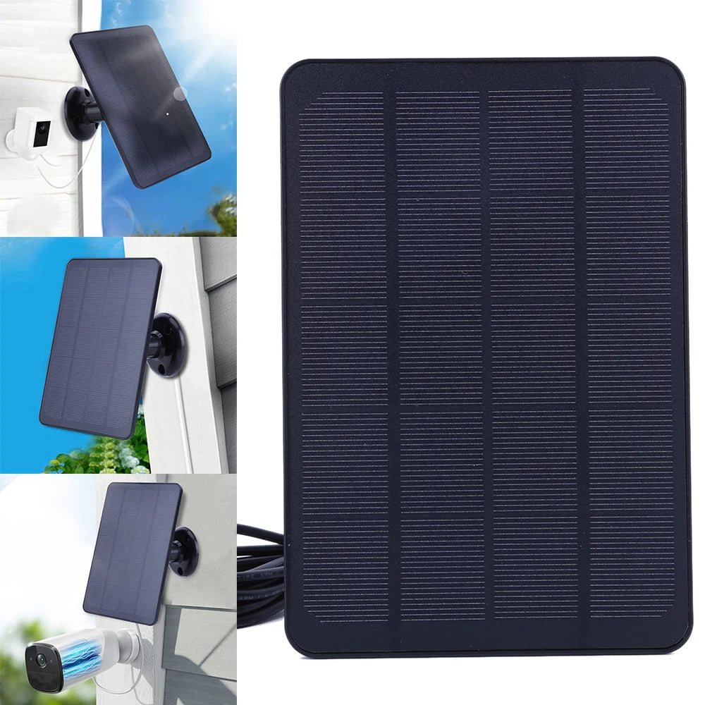 4W 5V Solar Charging Panel Waterproof Solar Battery Charger Adjustable Wall Mount Bracket for Ring Stick Up&Spotlight Camera