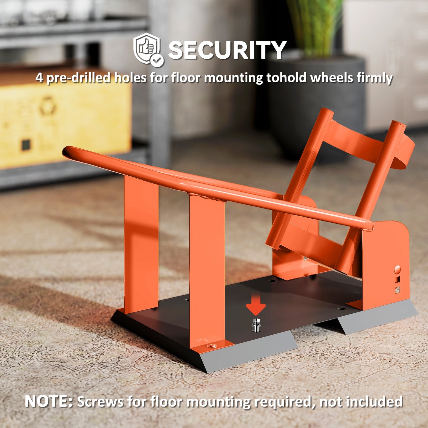 Motorcycle Wheel Chock, 816.5 kg Capacity Heavy Duty Steel Front Wheel Holder W/ 3 Height Adjustable Holes, Fits 381-533.4 mm Wheels