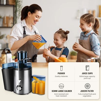 900W Juicer, Centrifugal Juicer Machines Whole Fruit and Vegetable, 65Mm Wide Mouth Juicer Extractor with 2 Speed, 500Ml