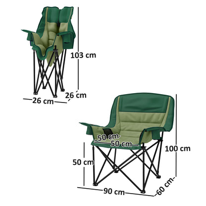 Outsunny Portable Padded Camping Chair, with Bag - Olive Green
