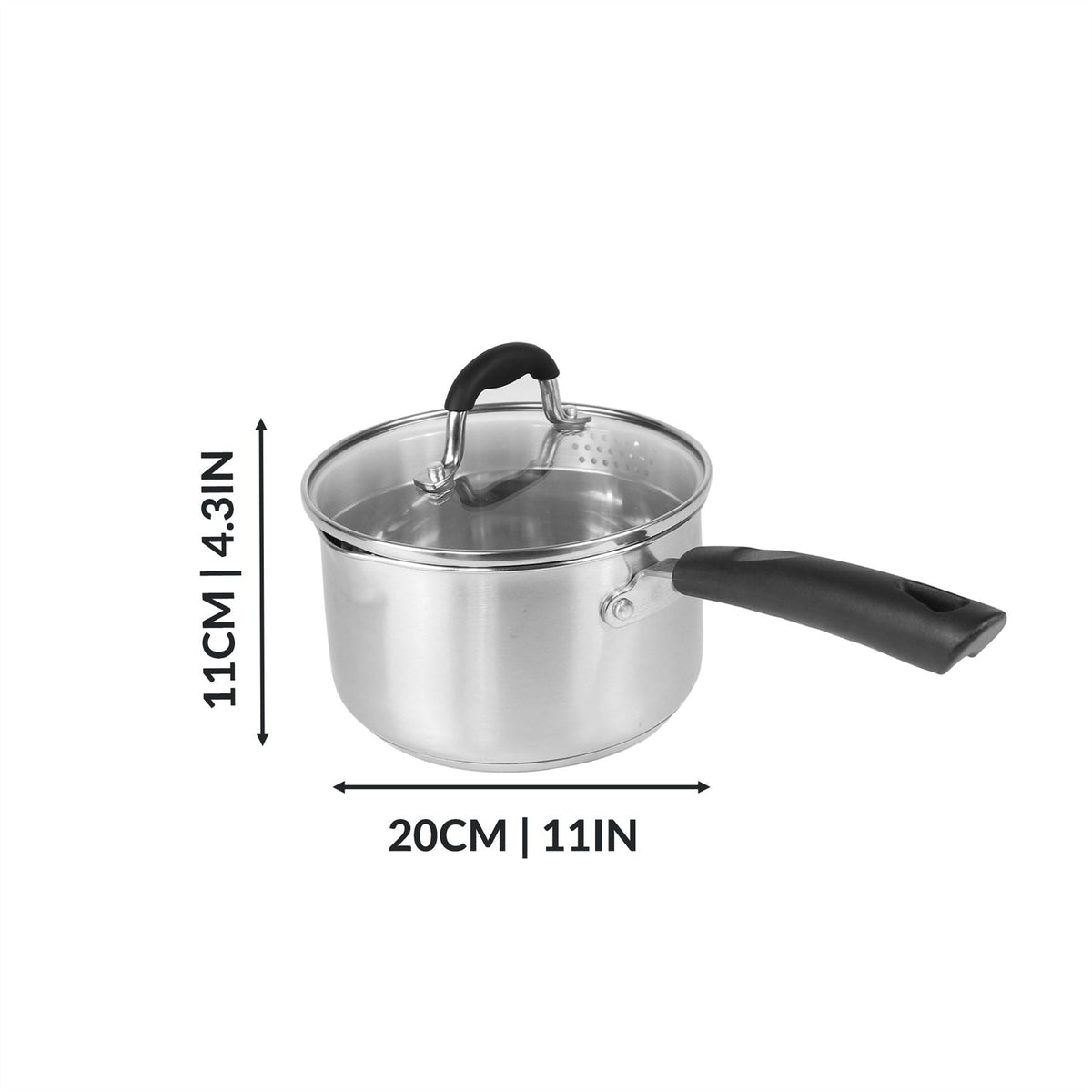 Maison & White Stainless Steel Saucepan Set of 3 with Lids | Aluminium Even-Heat Base | Stay-Cool Handle | Induction Gas Electric Ceramic | 16cm 18cm 20cm | All Hob Types | 2-Year Warranty