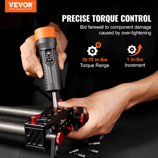 Succebuy 1/4" Torque Screwdriver Drive Screwdriver Torque Wrench, Driver Bits Set with View Window 10-70 In-Lbs Torque Range